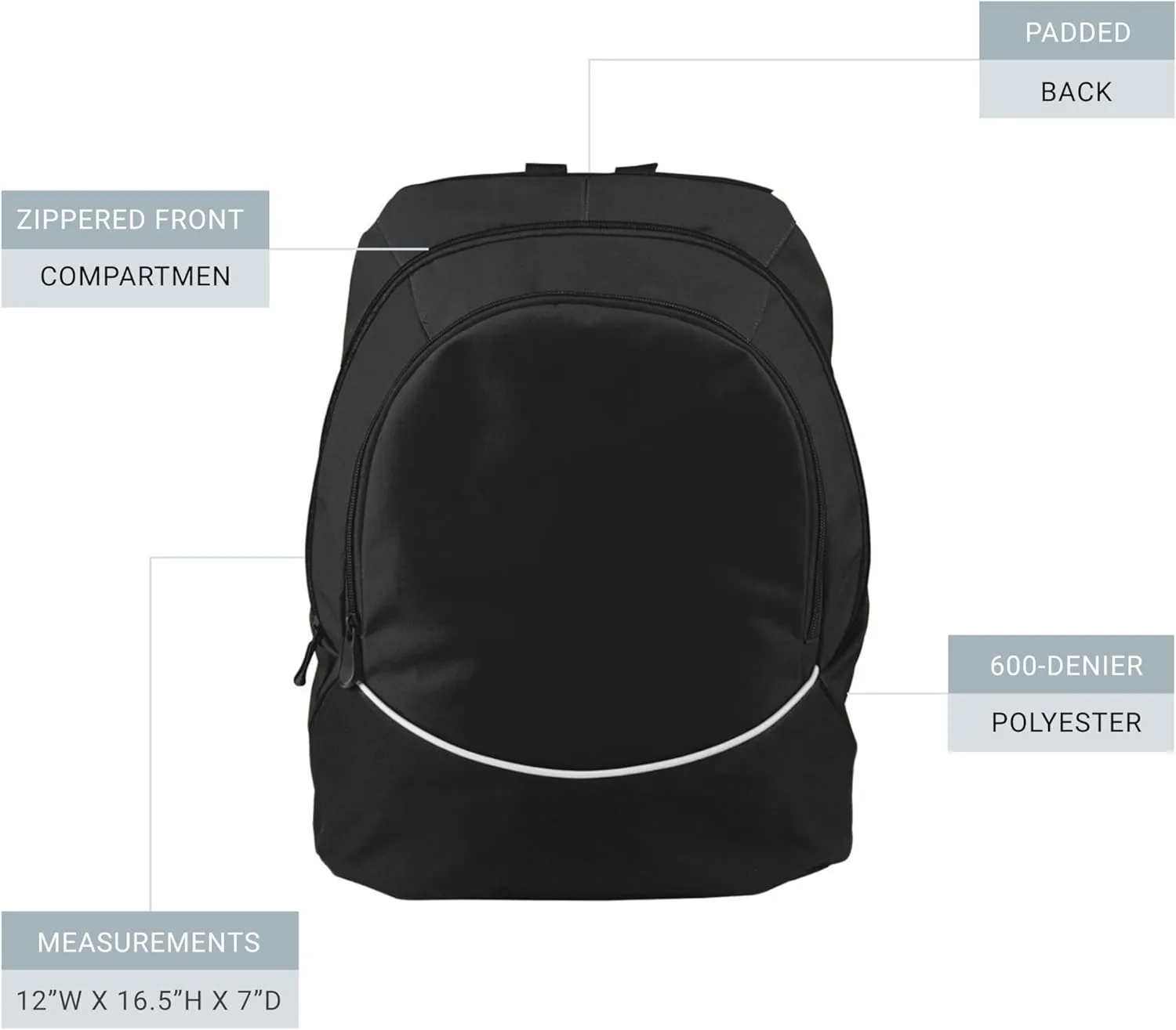 Augusta Sportswear Large Tri-Color Backpack, One Size, Black/Black/White