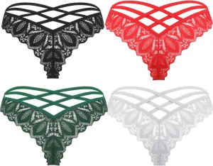 Avidlove Sexy Cheeky Panties for Women Lace Criss Cross Bikini Underwear 1-4 Pack