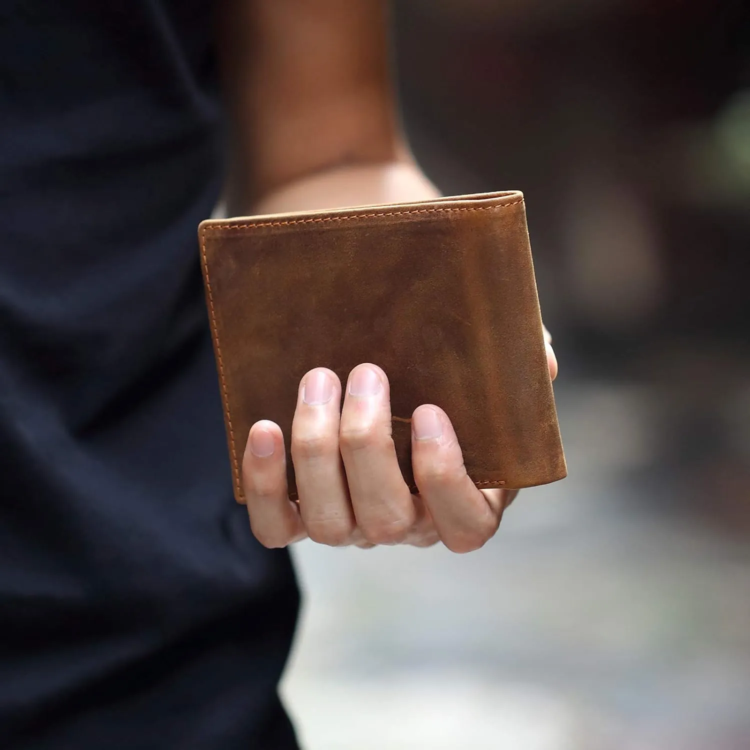 awofer Wallet Presents for Husband, Best Anniversary Presents&Birthday Presents&Valentine Presents, Personalized Engraved Men Wallet, Customized Genuine Leather-4 Styles to Choose