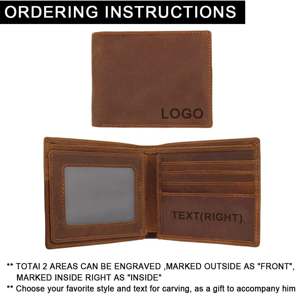 awofer Wallet Presents for Husband, Best Anniversary Presents&Birthday Presents&Valentine Presents, Personalized Engraved Men Wallet, Customized Genuine Leather-4 Styles to Choose