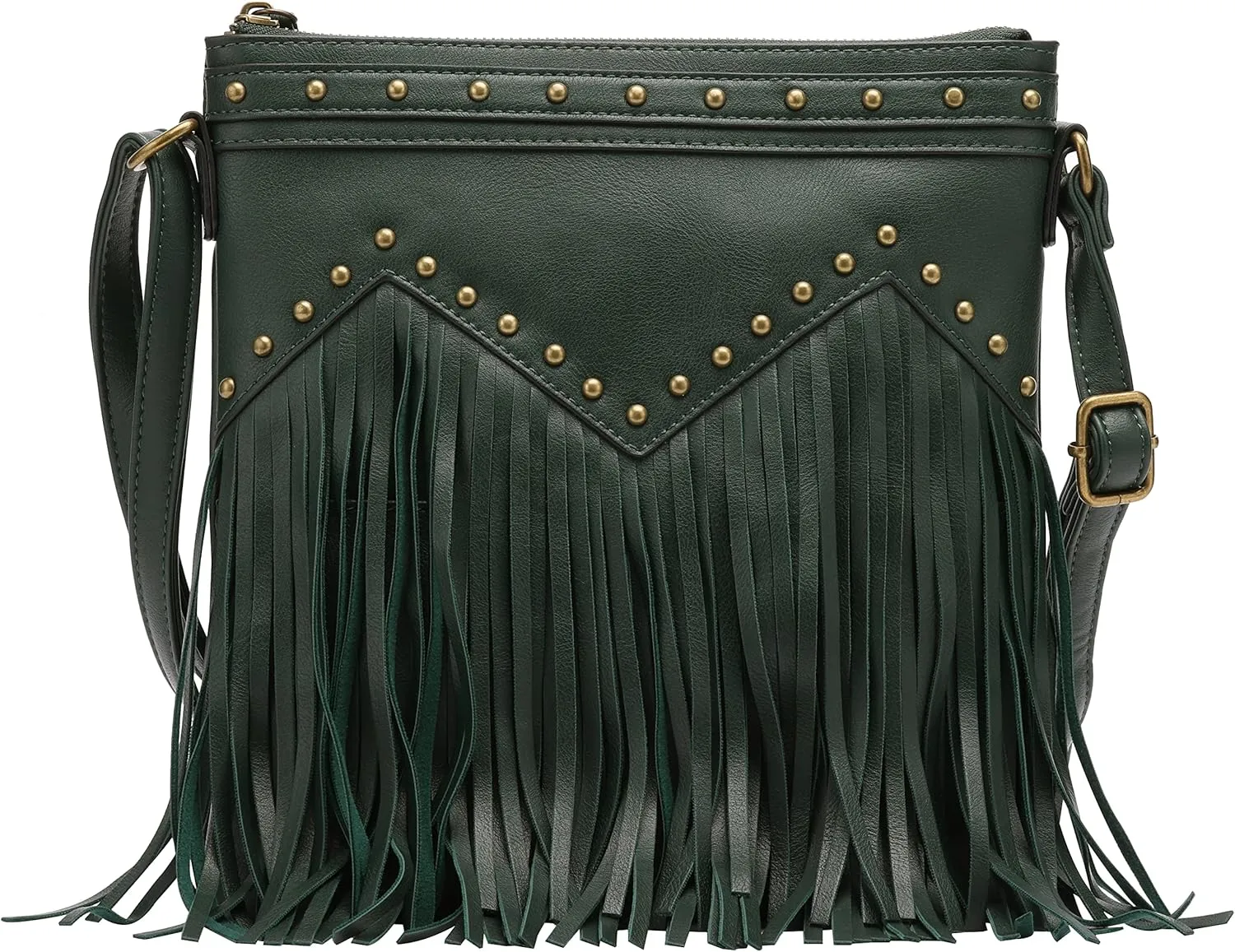 B BRENTANO Vegan Fringed Crossbody Bag with Studs