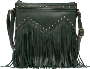 B BRENTANO Vegan Fringed Crossbody Bag with Studs
