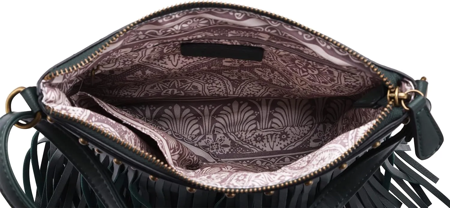 B BRENTANO Vegan Fringed Crossbody Bag with Studs