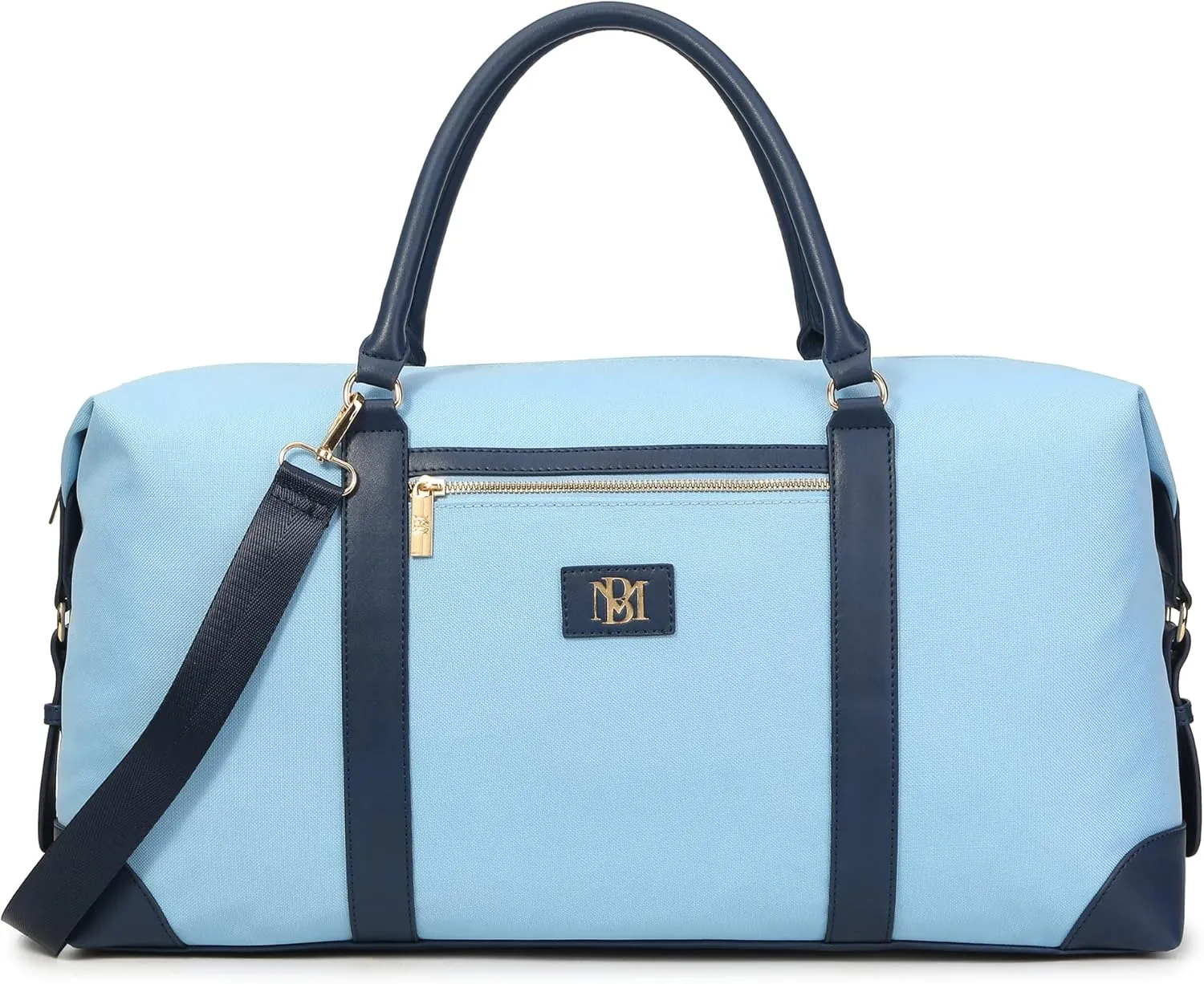 Badgley Mischka Barbara Canvas Tote Weekender Travel Bag (Light Blue)
