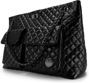Badgley Mischka Diana Quilted Vegan Leather Tote Weekender Travel Bag