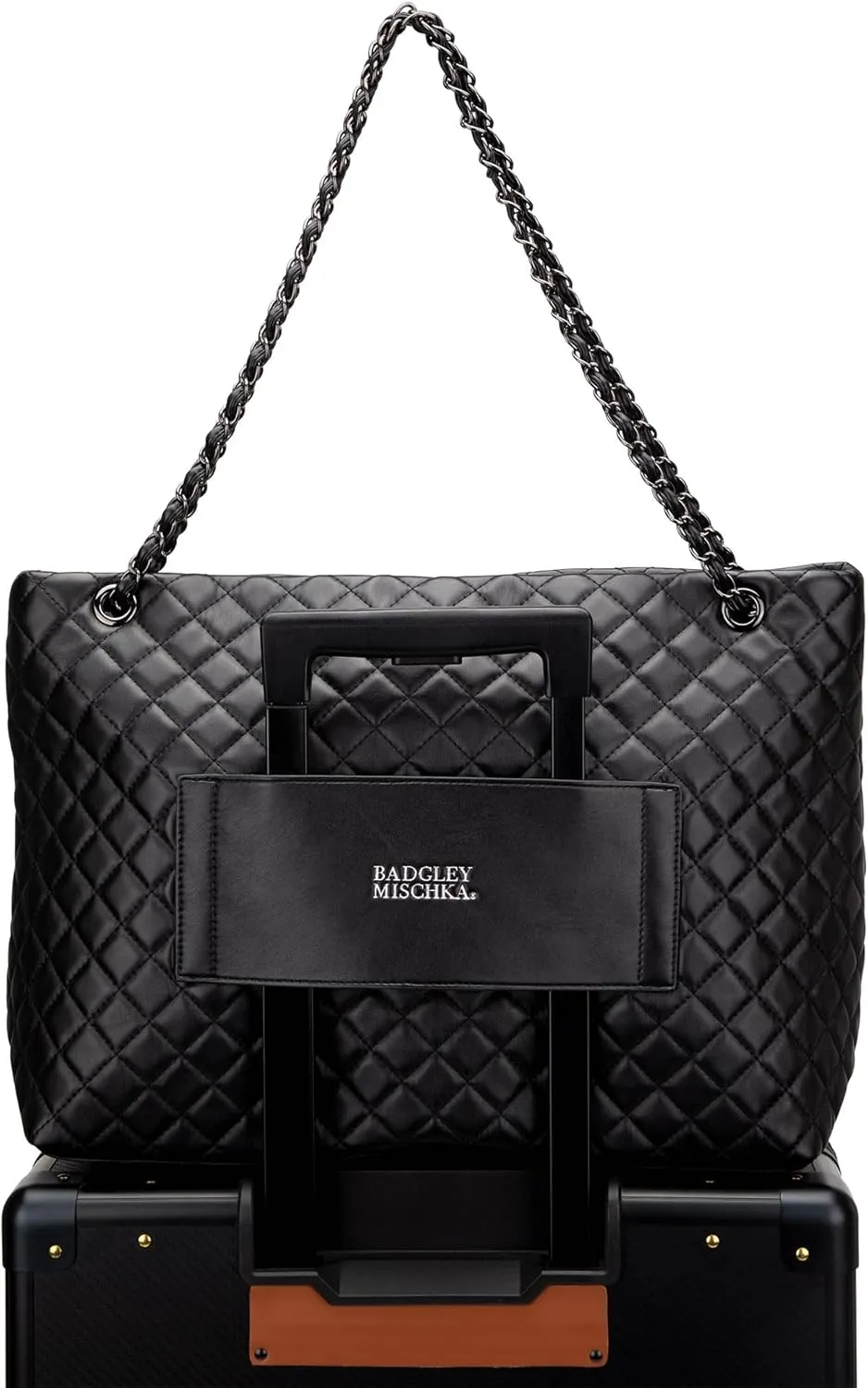 Badgley Mischka Diana Quilted Vegan Leather Tote Weekender Travel Bag
