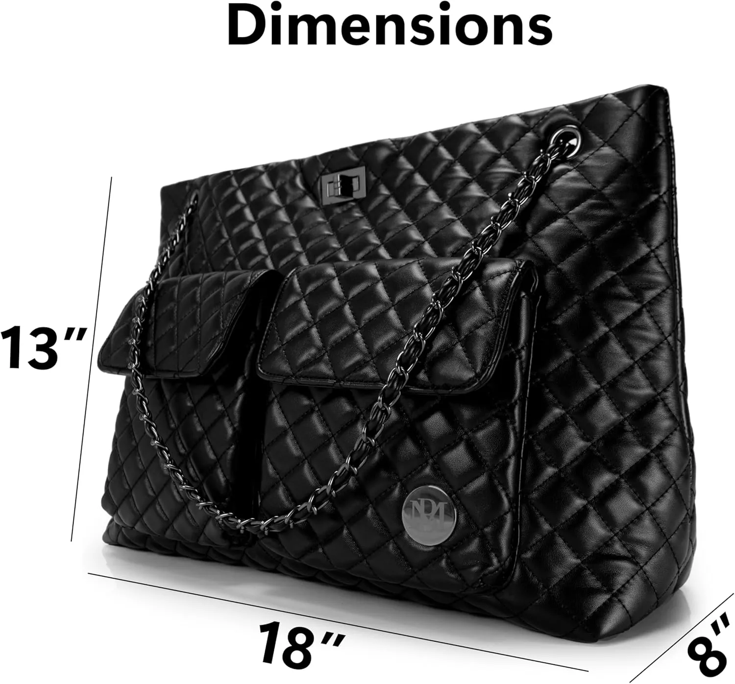 Badgley Mischka Diana Quilted Vegan Leather Tote Weekender Travel Bag
