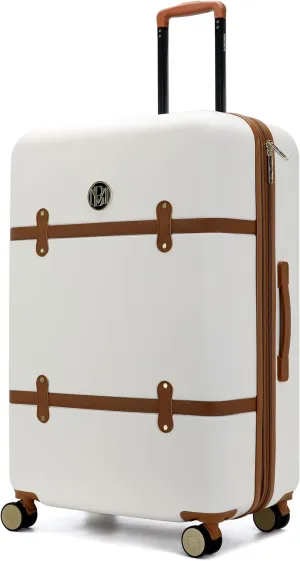 Badgley Mischka Grace 25-Inch Expandable Retro Checked Suitcase (Retro White)