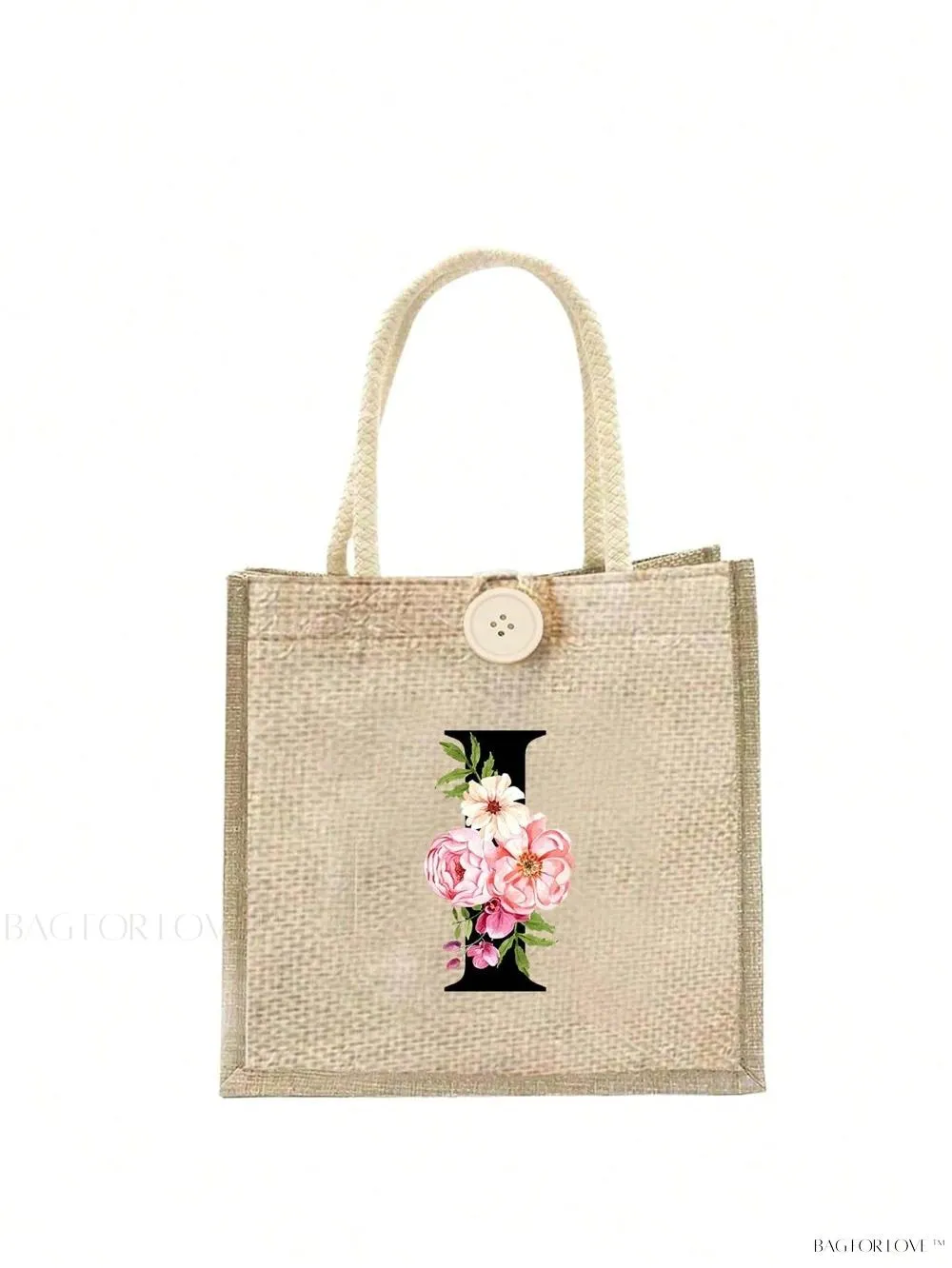 BagForLove - Floral Patterned Handbag with Button Embellishment