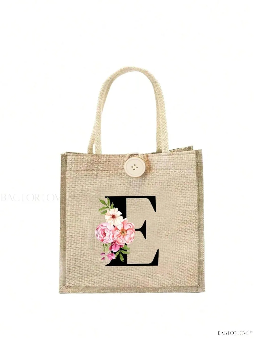 BagForLove - Floral Patterned Handbag with Button Embellishment