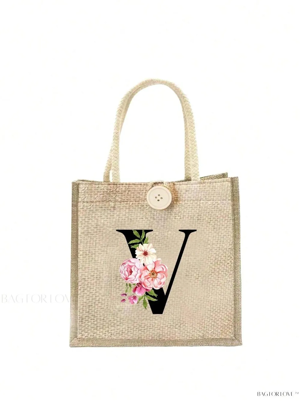 BagForLove - Floral Patterned Handbag with Button Embellishment