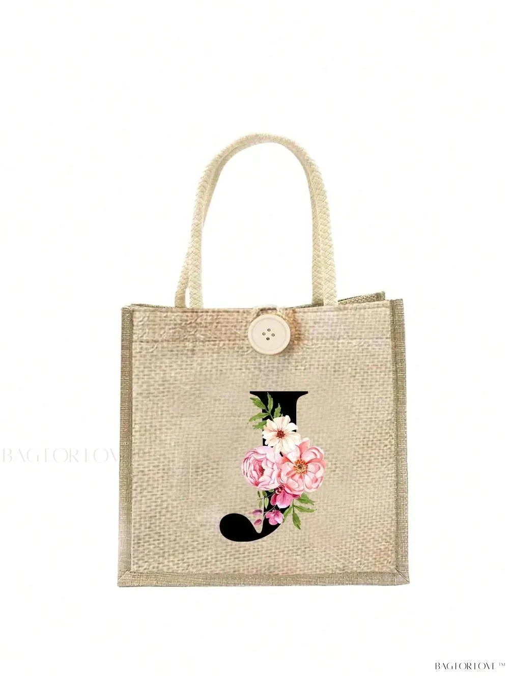 BagForLove - Floral Patterned Handbag with Button Embellishment