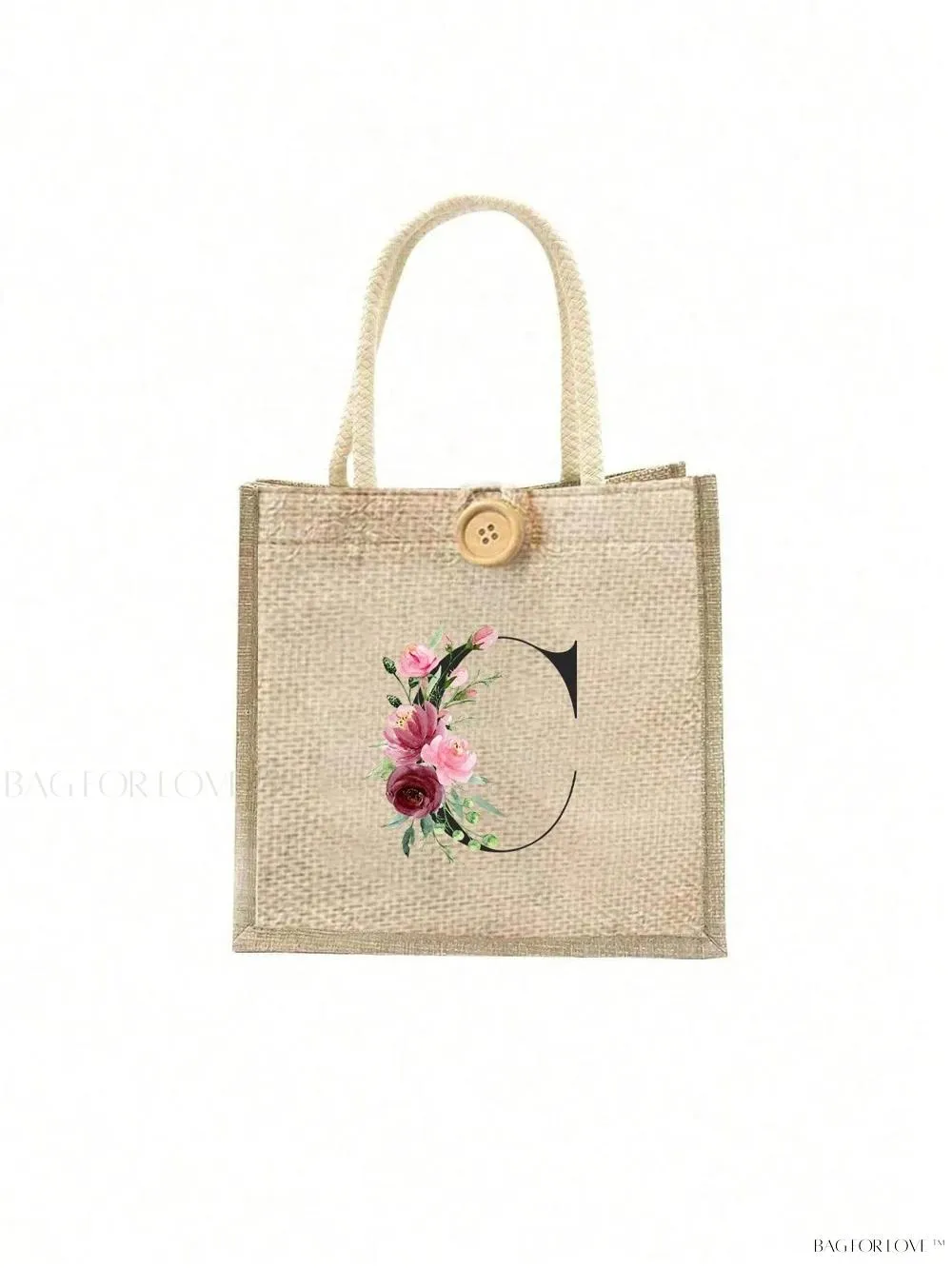 BagForLove - Floral Patterned Handbag with Button Embellishment