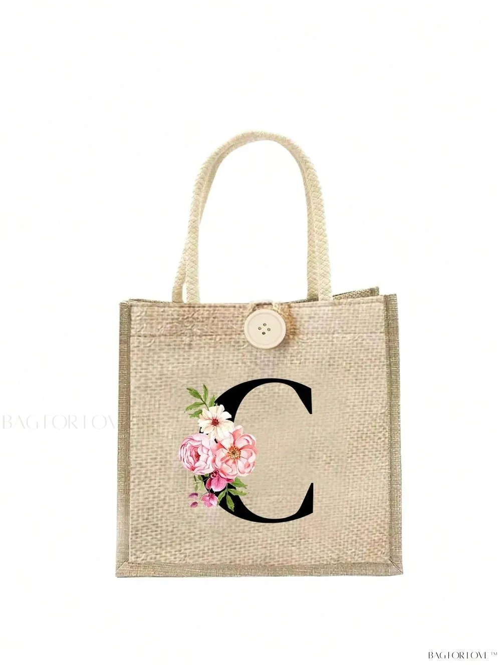 BagForLove - Floral Patterned Handbag with Button Embellishment