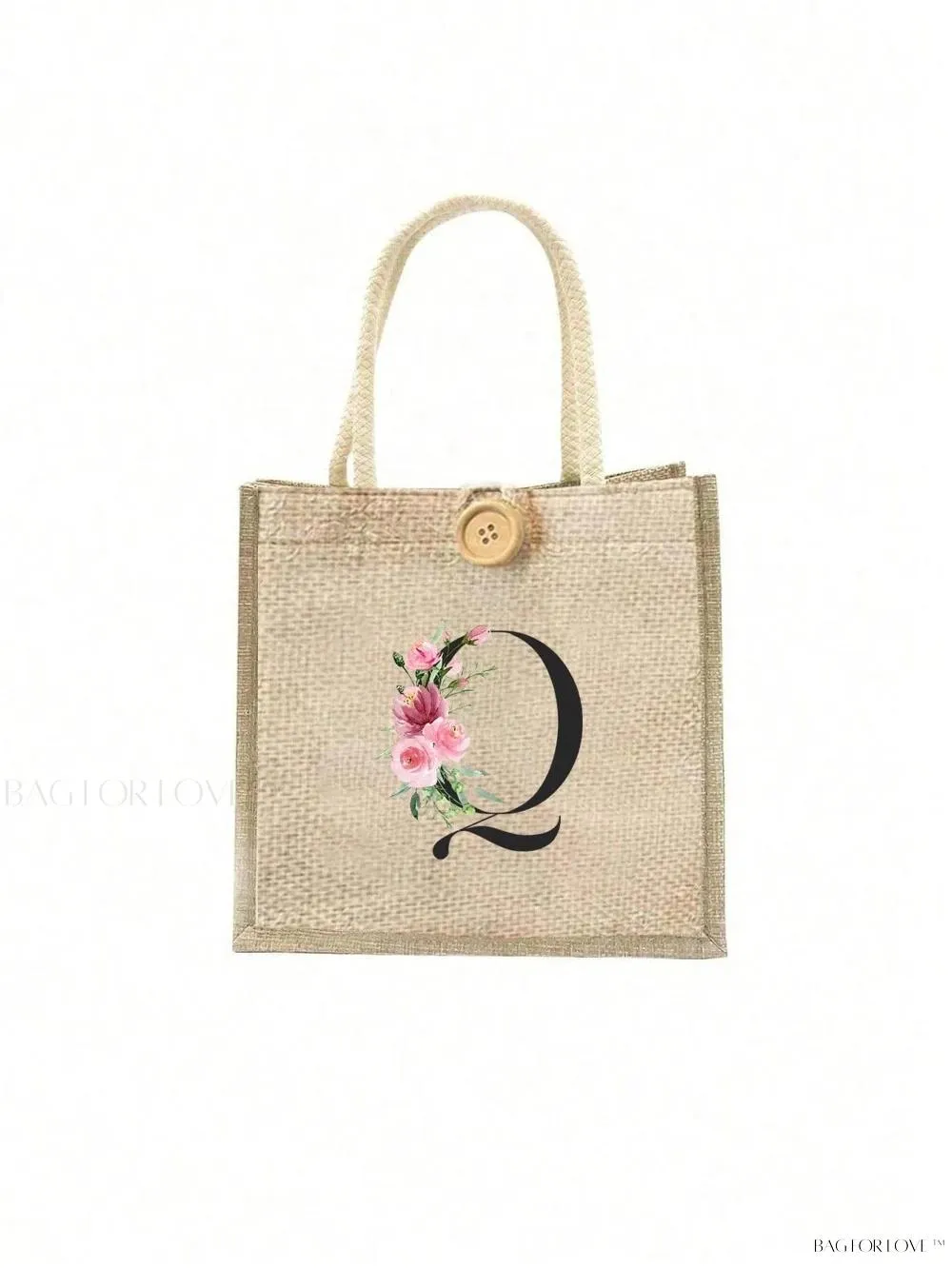 BagForLove - Floral Patterned Handbag with Button Embellishment