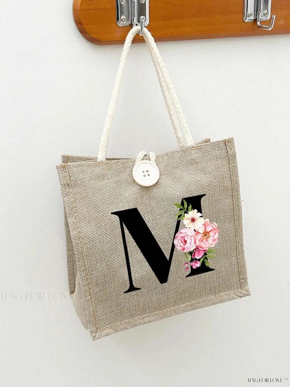 BagForLove - Floral Patterned Handbag with Button Embellishment
