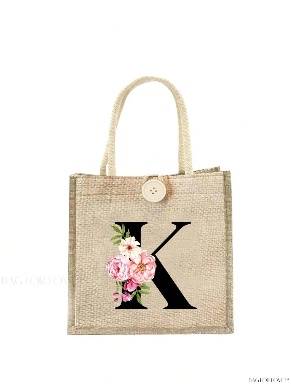 BagForLove - Floral Patterned Handbag with Button Embellishment