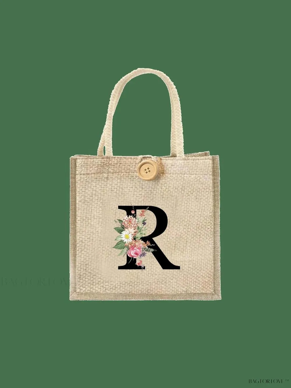BagForLove - Floral Patterned Handbag with Button Embellishment