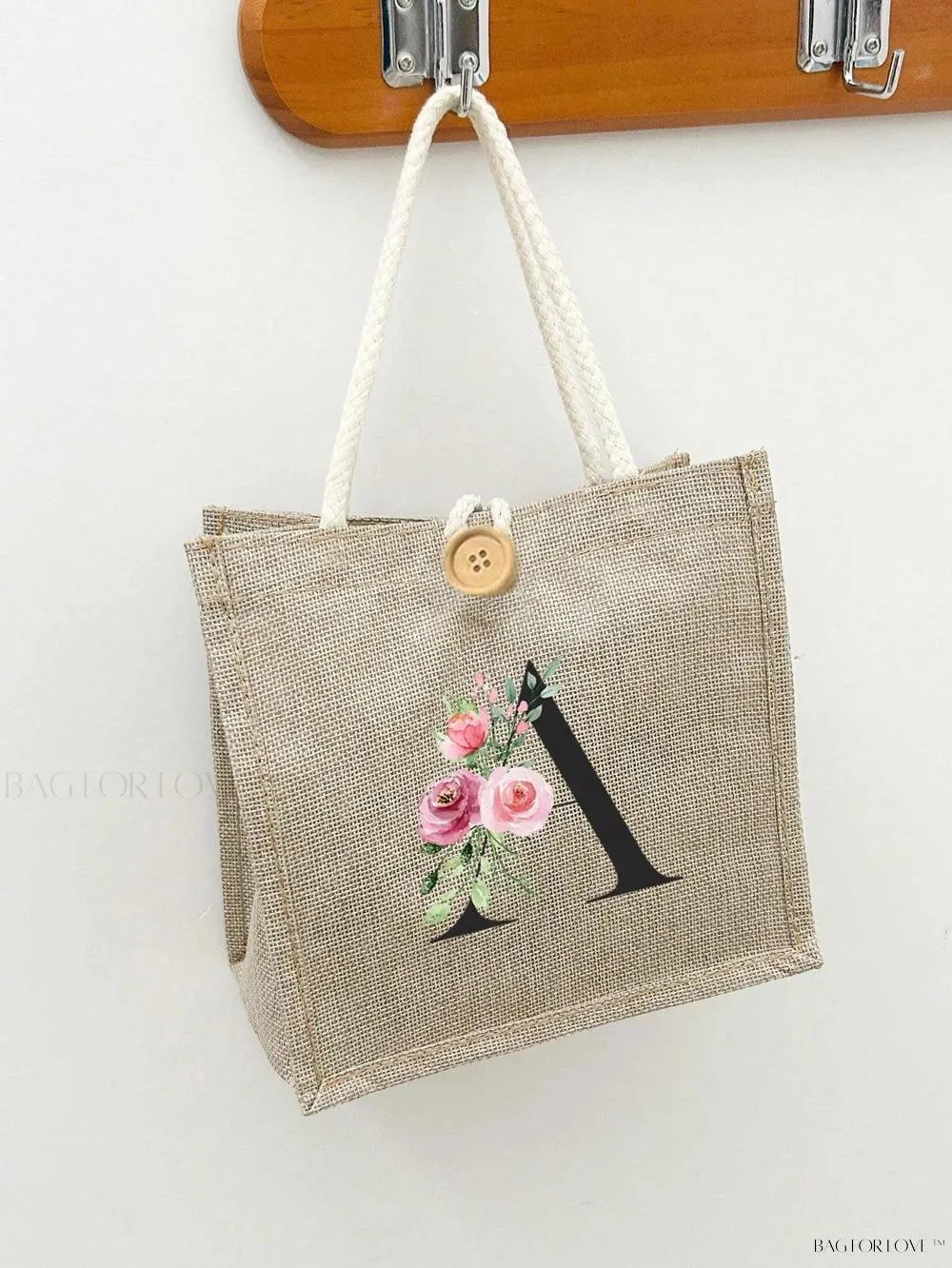 BagForLove - Floral Patterned Handbag with Button Embellishment