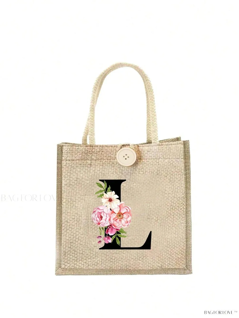 BagForLove - Floral Patterned Handbag with Button Embellishment