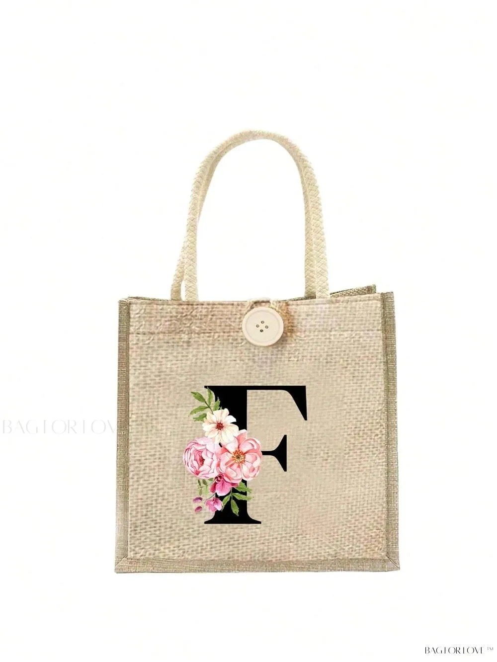 BagForLove - Floral Patterned Handbag with Button Embellishment