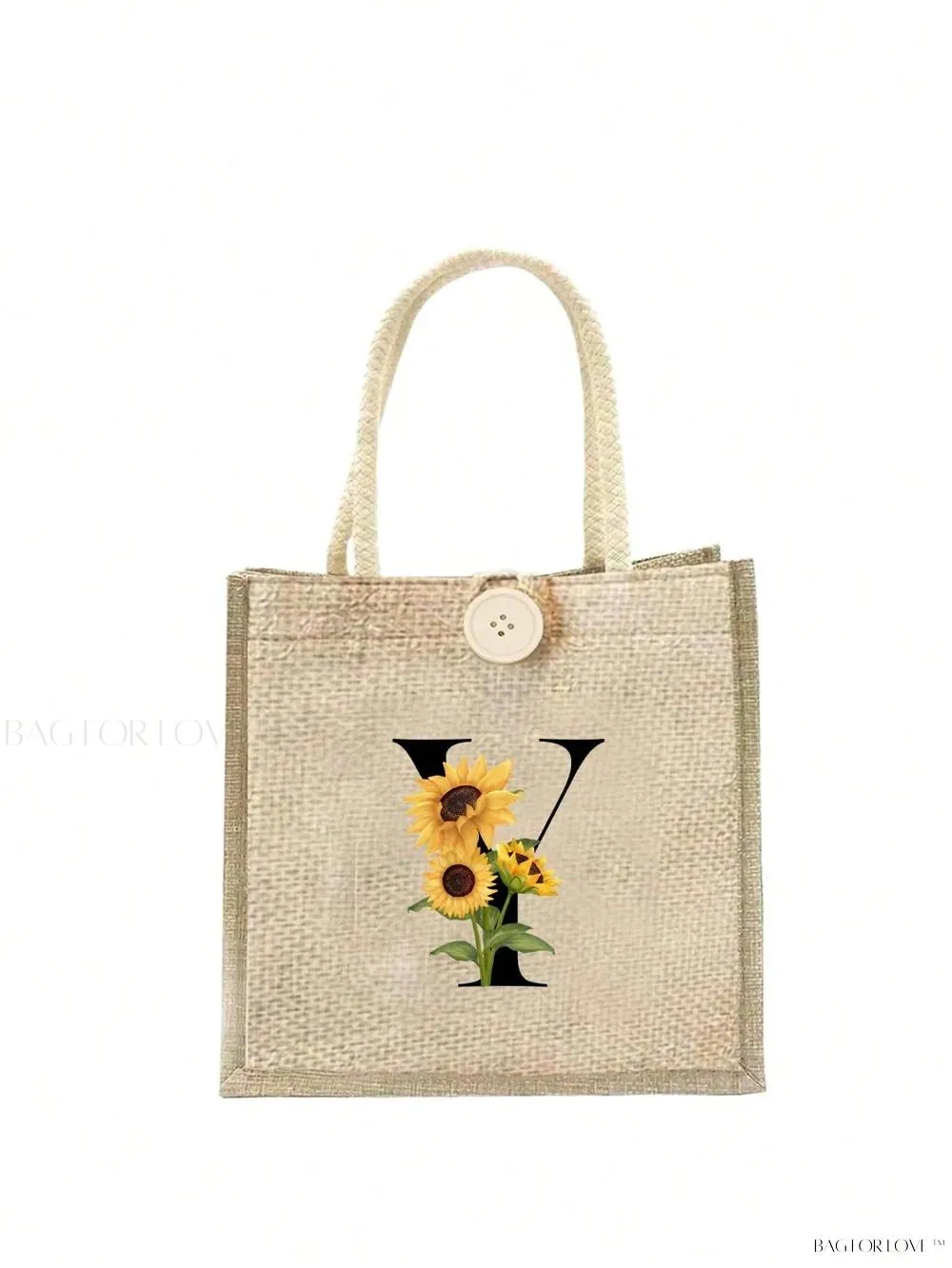 BagForLove - Floral Patterned Handbag with Button Embellishment