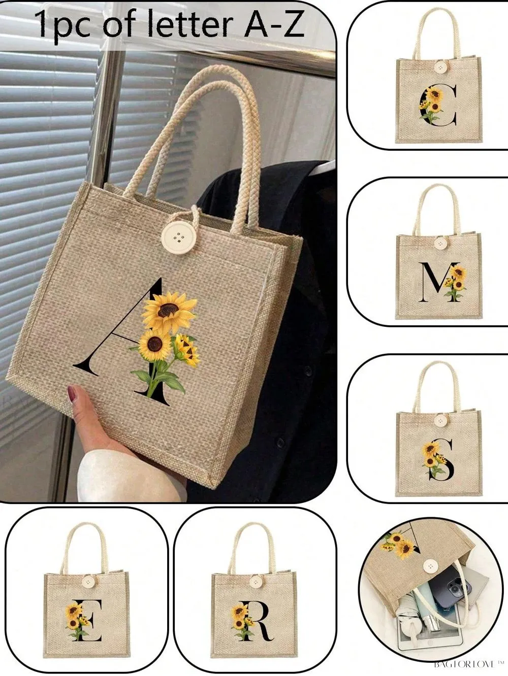 BagForLove - Floral Patterned Handbag with Button Embellishment