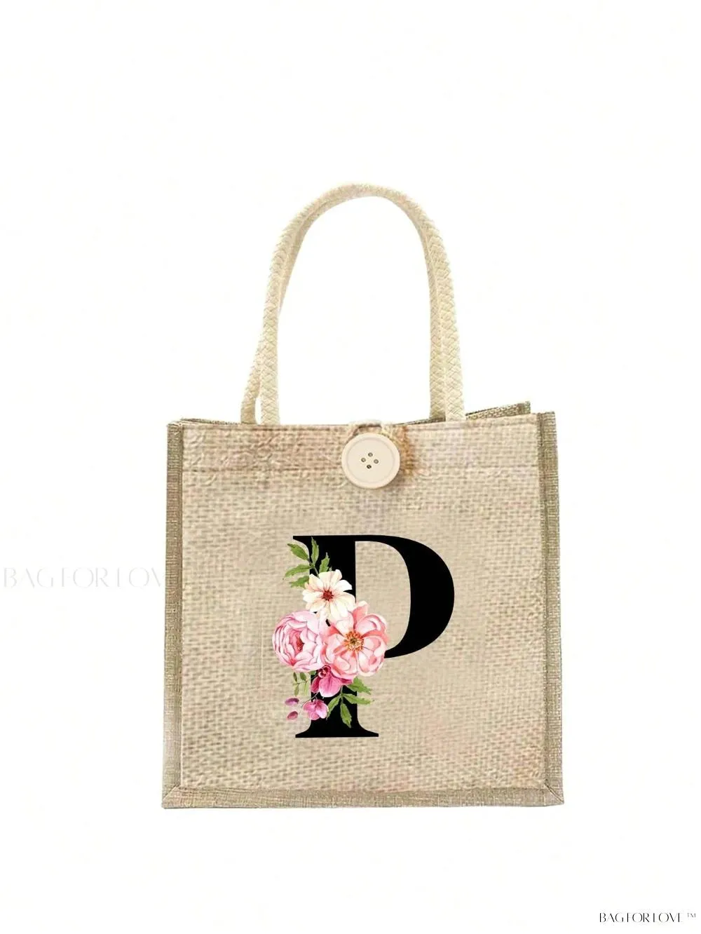 BagForLove - Floral Patterned Handbag with Button Embellishment