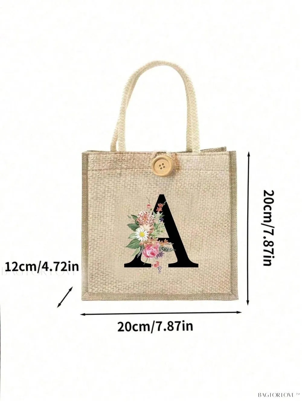 BagForLove - Floral Patterned Handbag with Button Embellishment