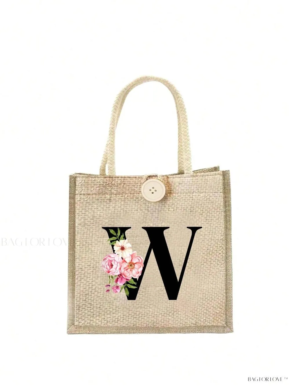 BagForLove - Floral Patterned Handbag with Button Embellishment