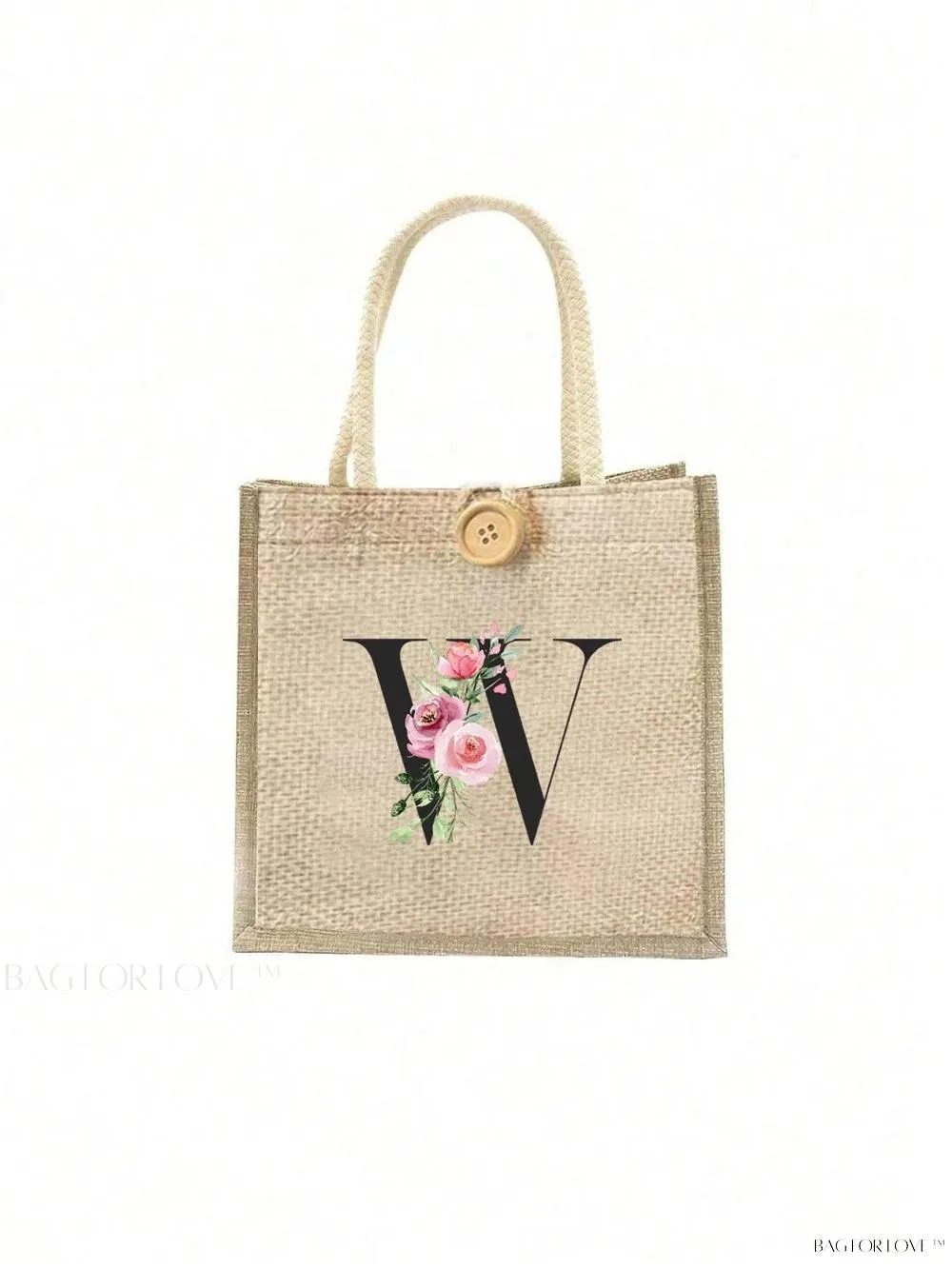 BagForLove - Floral Patterned Handbag with Button Embellishment