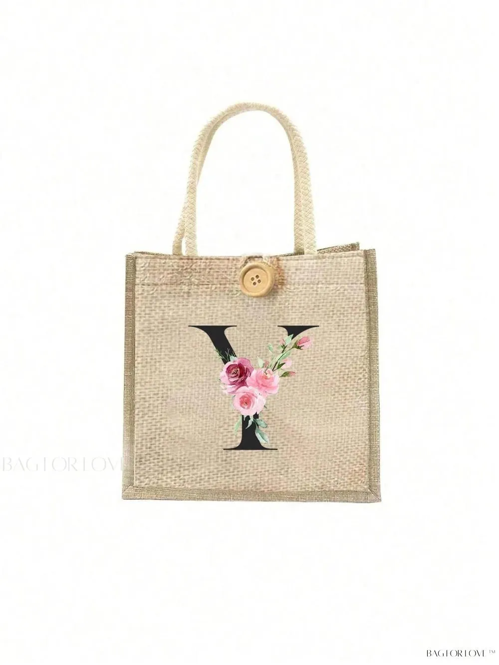 BagForLove - Floral Patterned Handbag with Button Embellishment