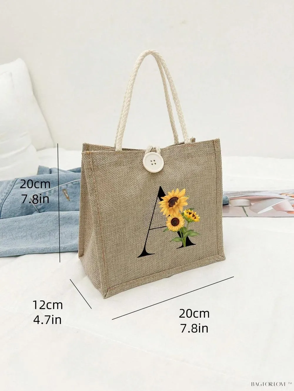 BagForLove - Floral Patterned Handbag with Button Embellishment