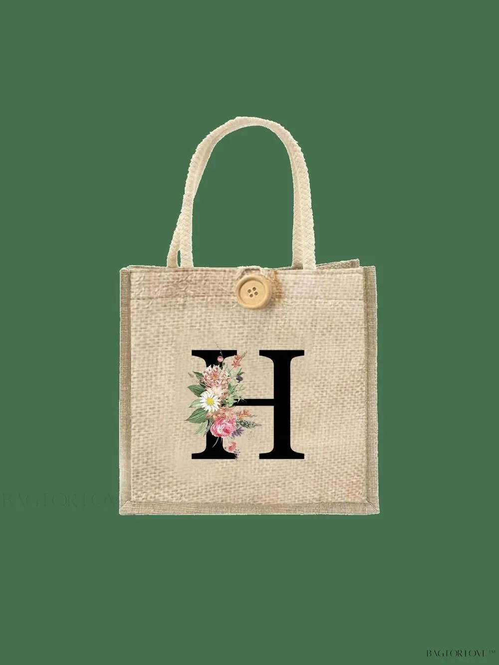 BagForLove - Floral Patterned Handbag with Button Embellishment