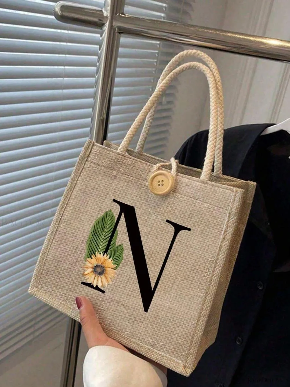 BagForLove - Floral Patterned Handbag with Button Embellishment