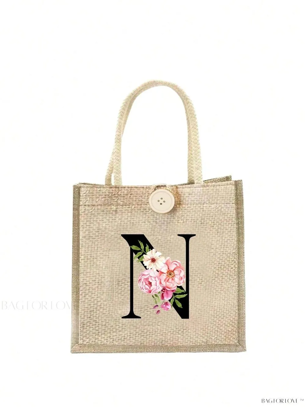 BagForLove - Floral Patterned Handbag with Button Embellishment