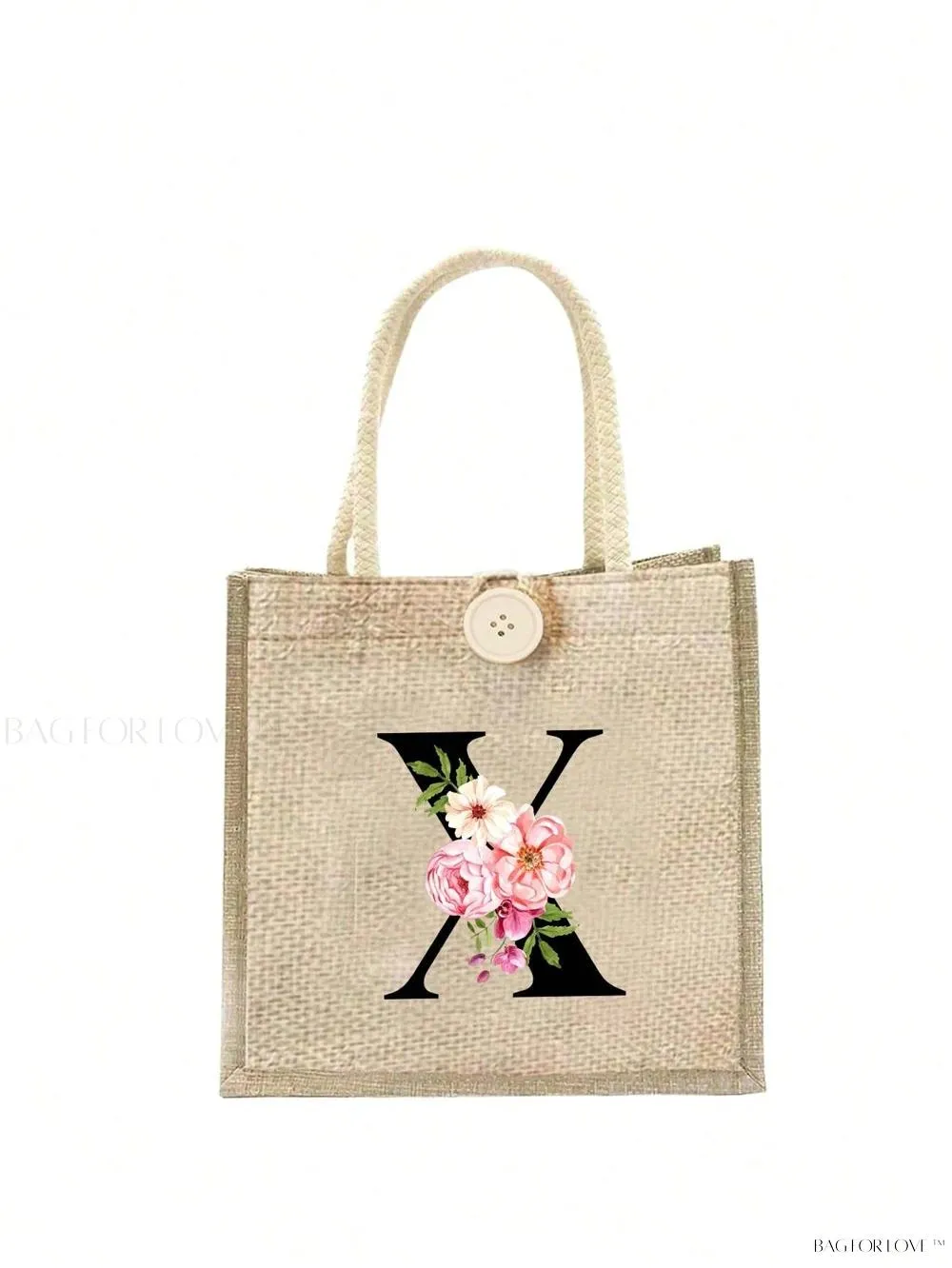 BagForLove - Floral Patterned Handbag with Button Embellishment