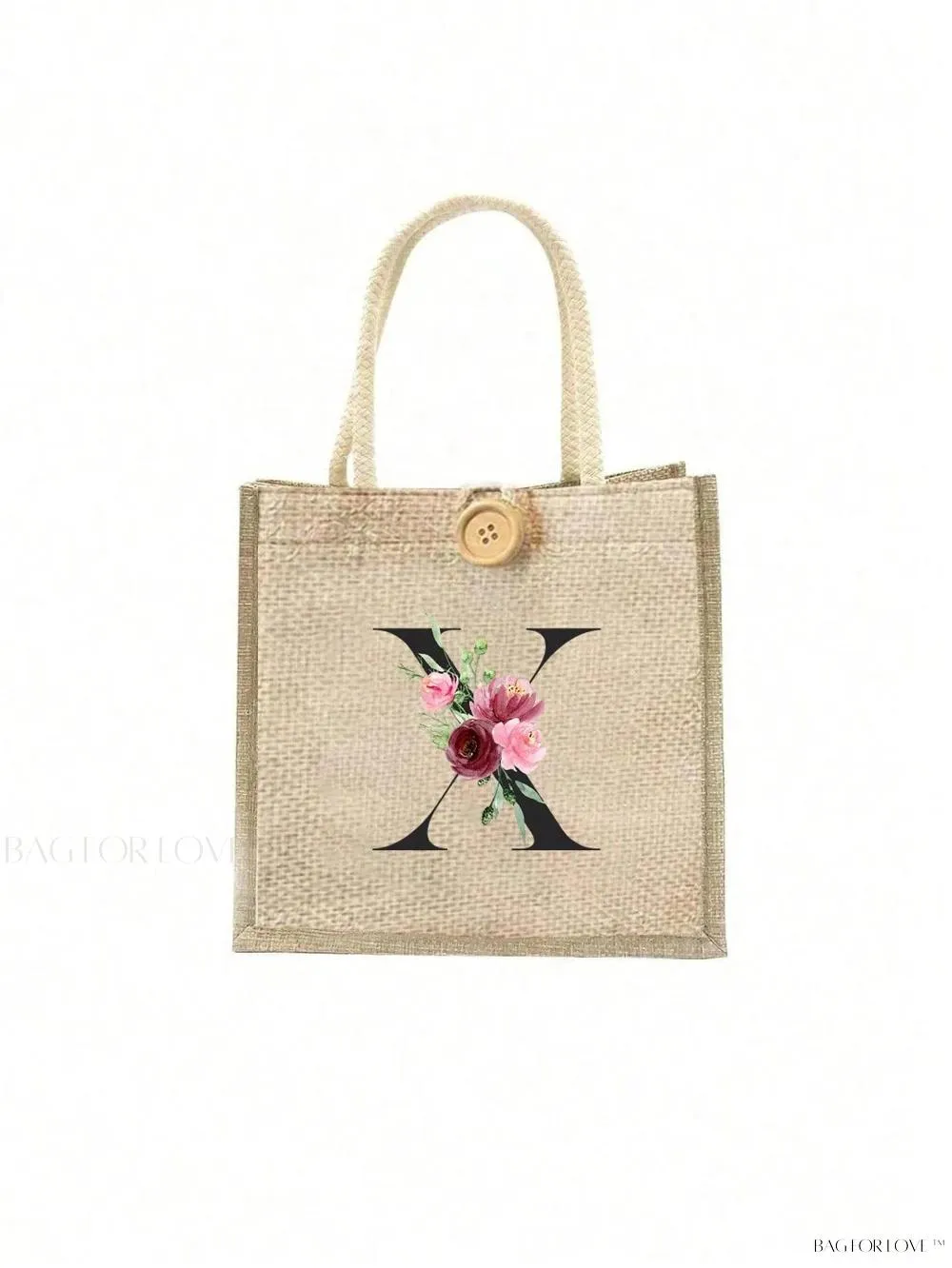 BagForLove - Floral Patterned Handbag with Button Embellishment