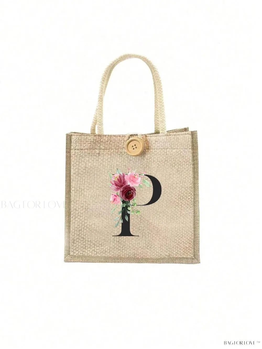 BagForLove - Floral Patterned Handbag with Button Embellishment