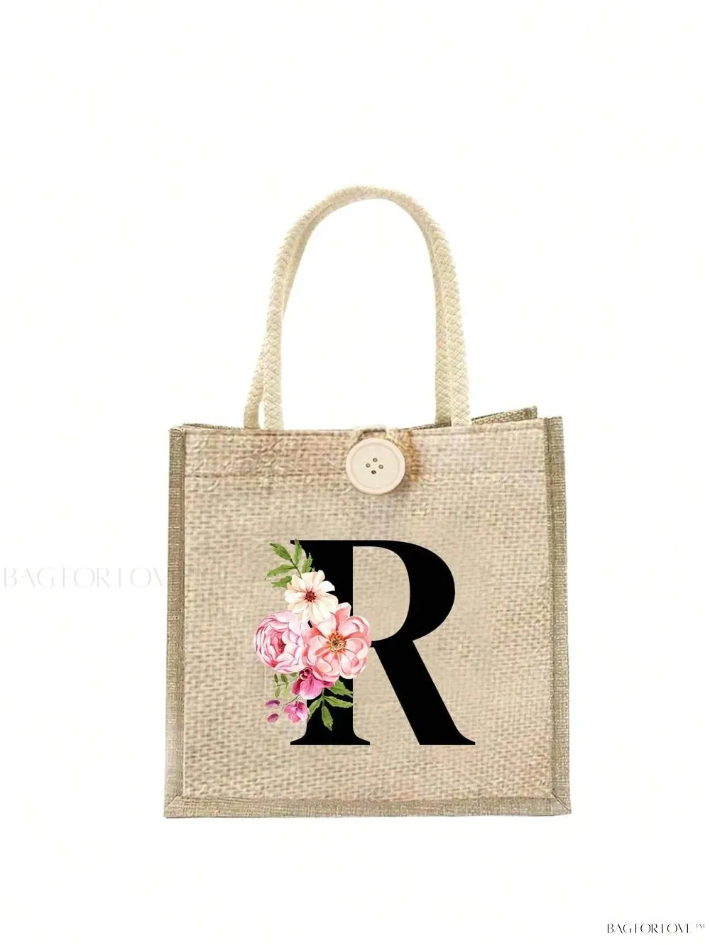 BagForLove - Floral Patterned Handbag with Button Embellishment