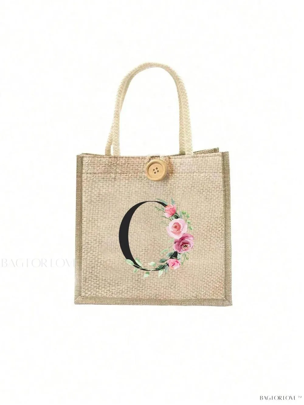 BagForLove - Floral Patterned Handbag with Button Embellishment