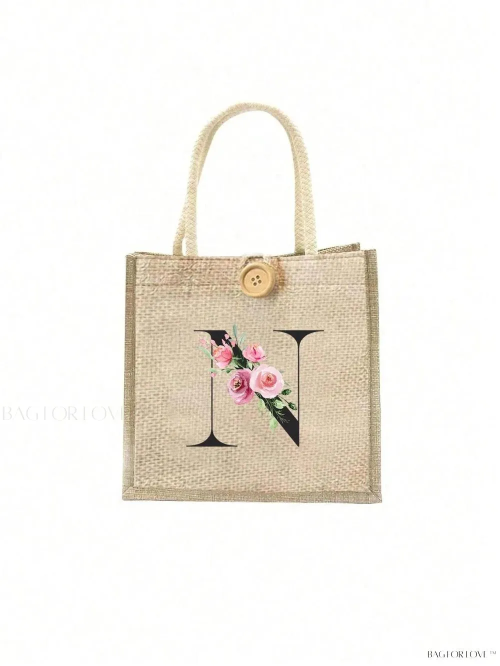 BagForLove - Floral Patterned Handbag with Button Embellishment