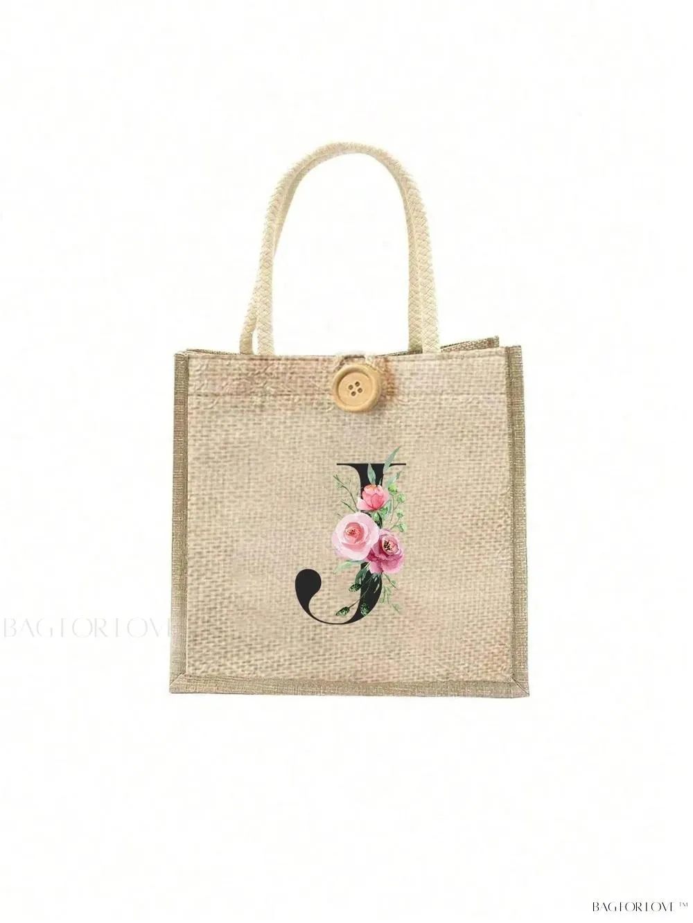 BagForLove - Floral Patterned Handbag with Button Embellishment