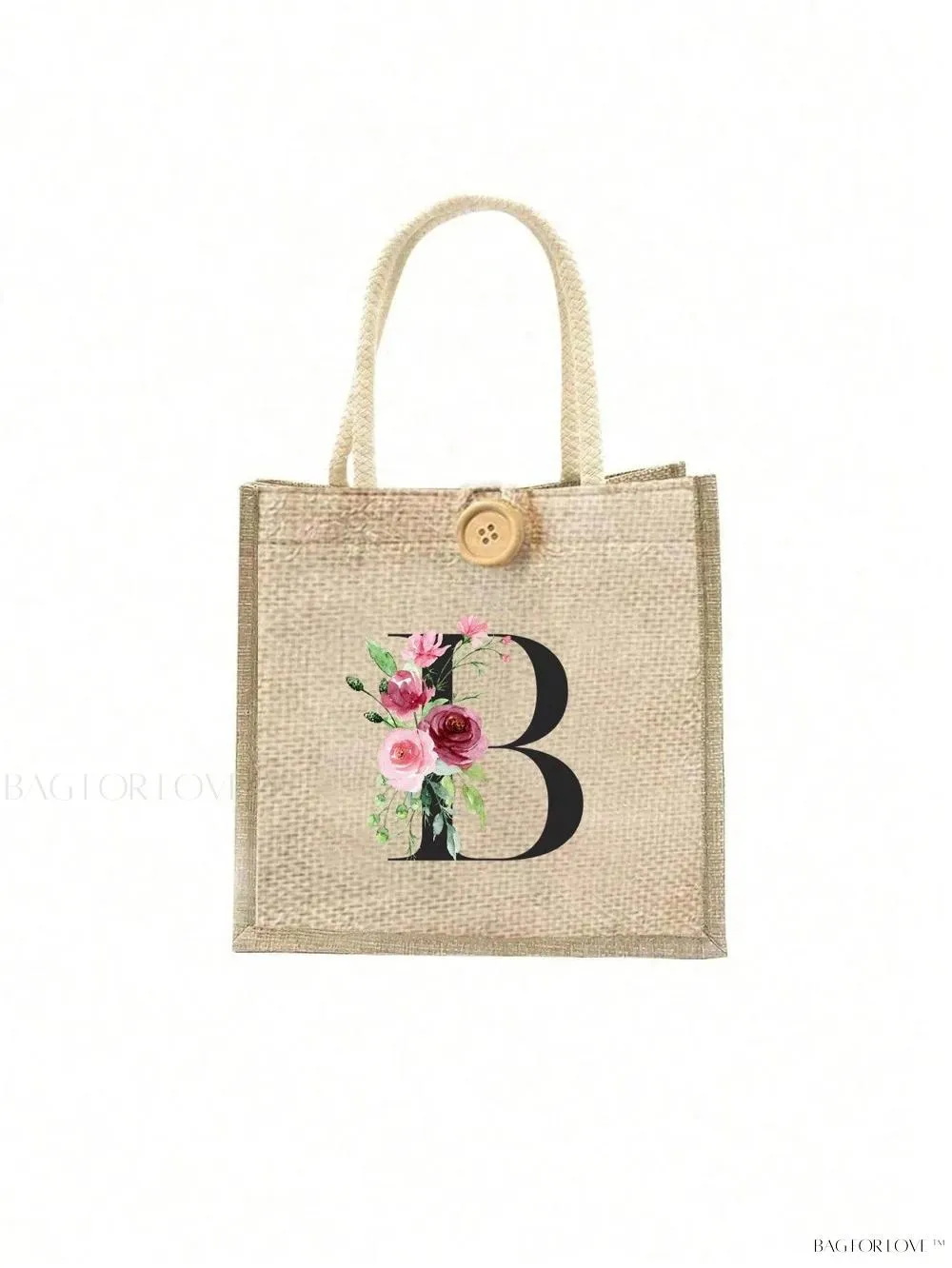 BagForLove - Floral Patterned Handbag with Button Embellishment