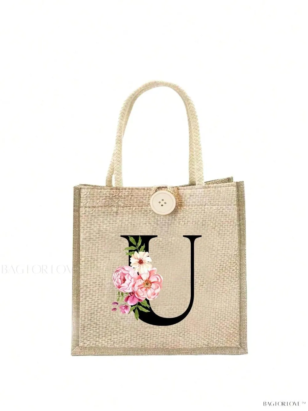 BagForLove - Floral Patterned Handbag with Button Embellishment