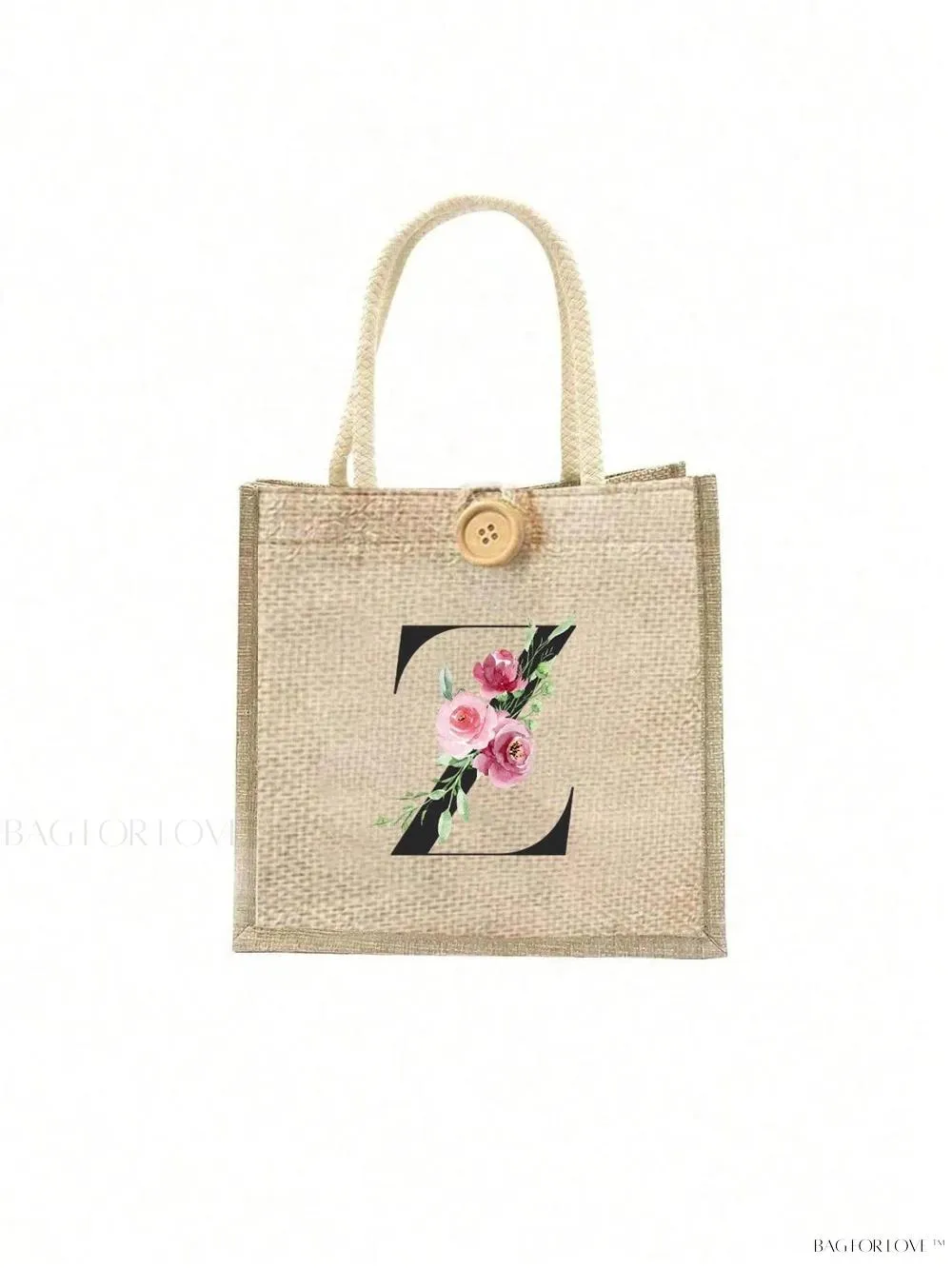 BagForLove - Floral Patterned Handbag with Button Embellishment
