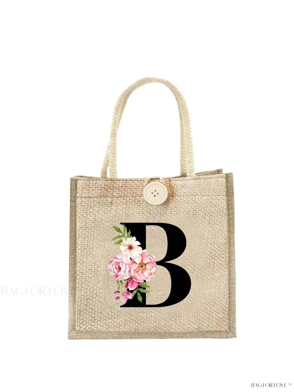 BagForLove - Floral Patterned Handbag with Button Embellishment