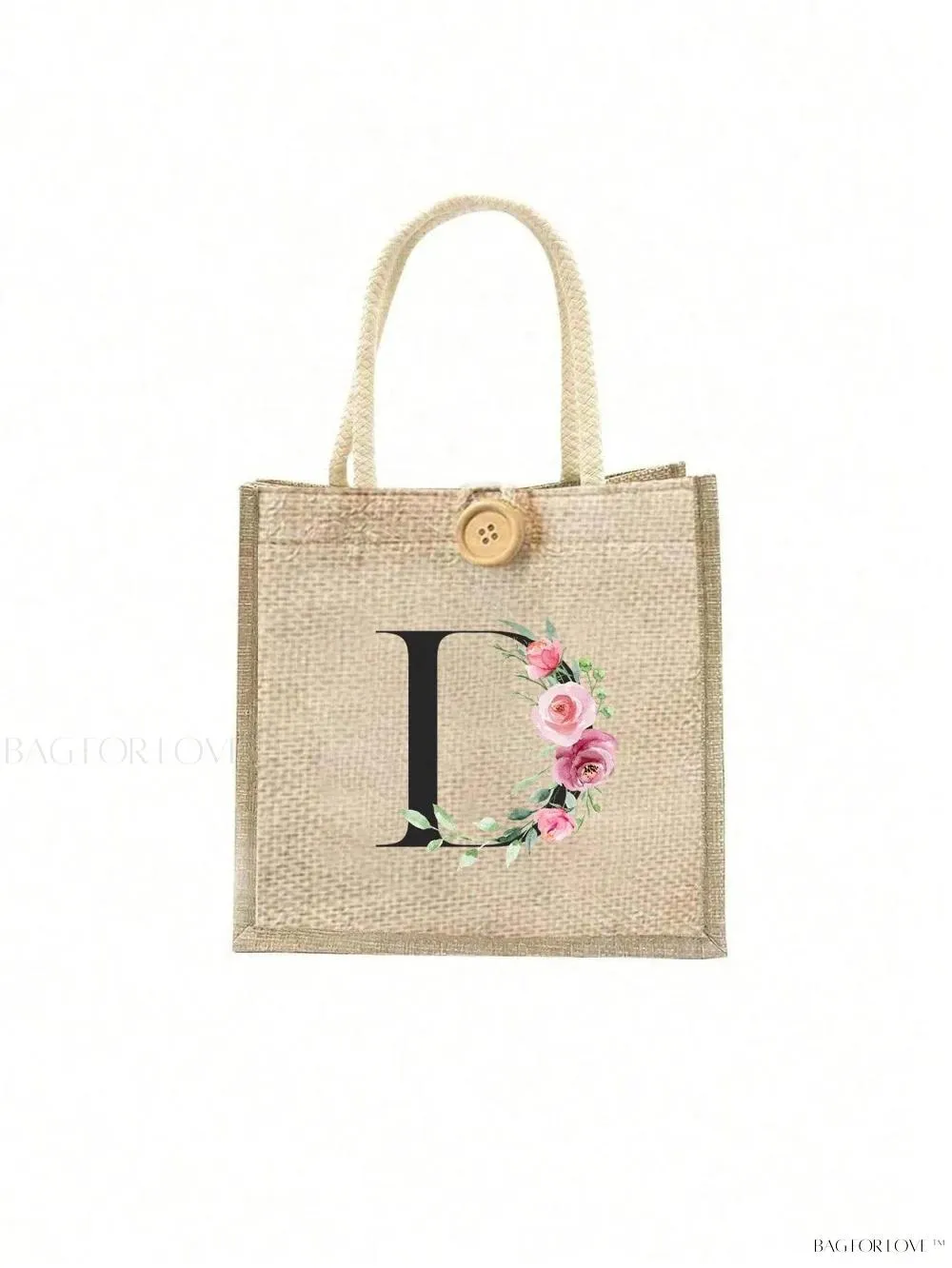 BagForLove - Floral Patterned Handbag with Button Embellishment