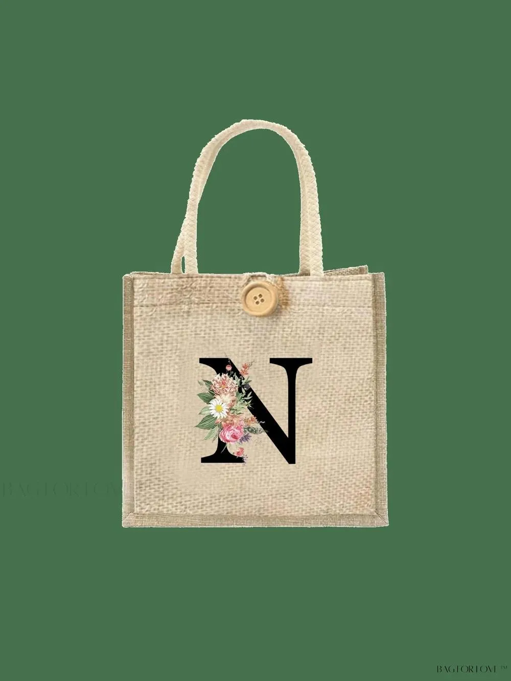 BagForLove - Floral Patterned Handbag with Button Embellishment