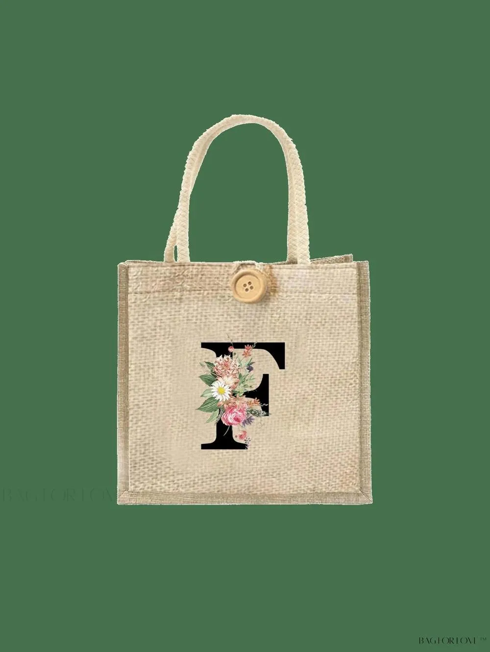 BagForLove - Floral Patterned Handbag with Button Embellishment